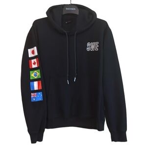 SWE Streetweareazy Hoodie‎ size small black Worldwide Flags